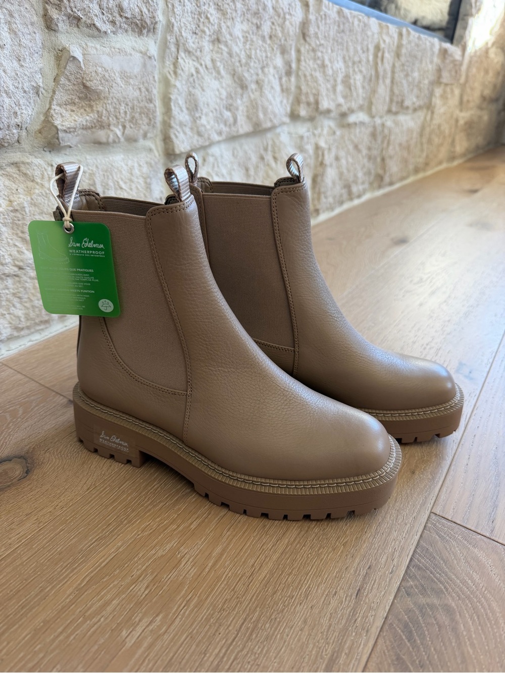 Sam Edelman Tan Chelsea Lug Sole Ankle Boots